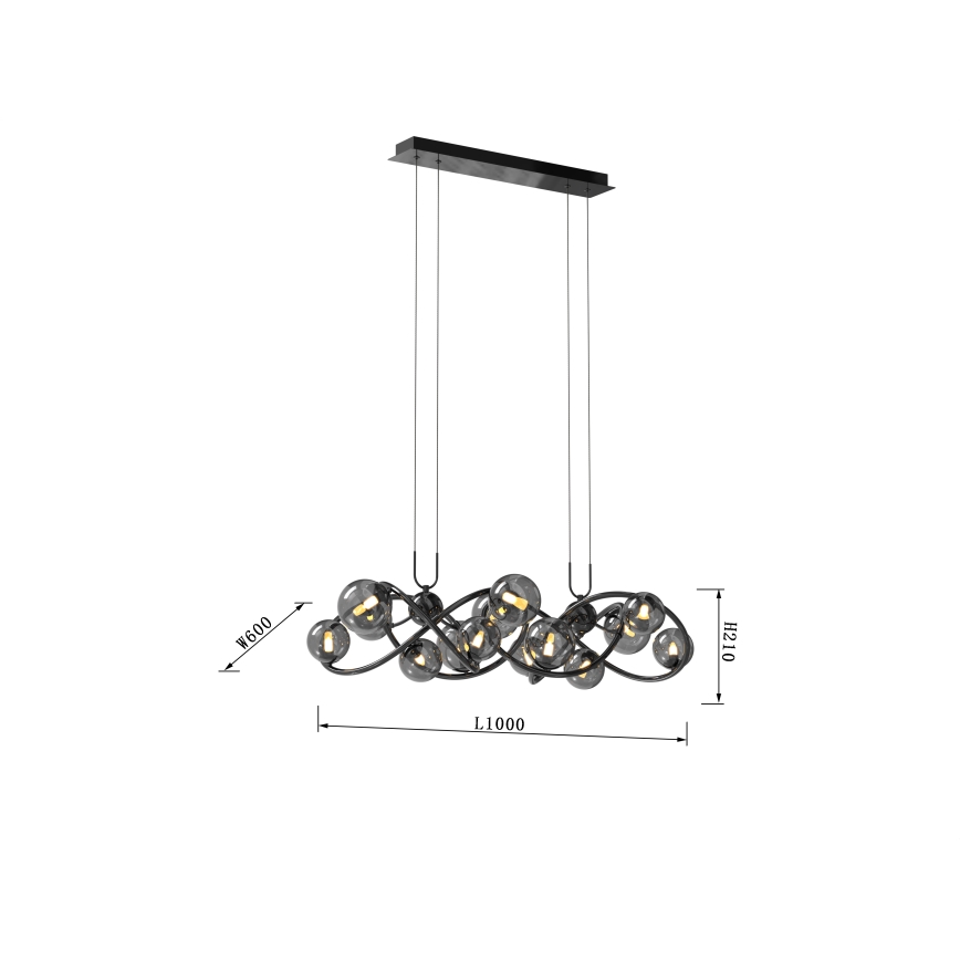 Wofi 7014-1405 - Lampadario LED a sospensione con filo NANCY 14xG9/3,5W/230V cromo nero