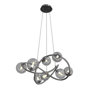 Wofi 7014-805 - Lampadario LED a sospensione con filo NANCY 8xG9/3,5W/230V cromo nero