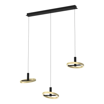 Wofi 7016-304 - Lampadario a sospensione con filo LED dimmerabile BREST LED/26W/230V nero/oro