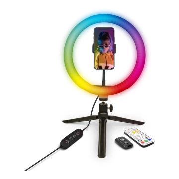 Yenkee - Lampada LED RGB dimmerabile con treppiede e supporto per vlogging LED/5V + telecomando