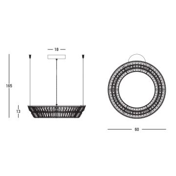 Zambelis 23046 - LED Dimmerabile cristallo lampadario su filo LED/38W/230V CRI 90 3000K diametro 60 cm ottone