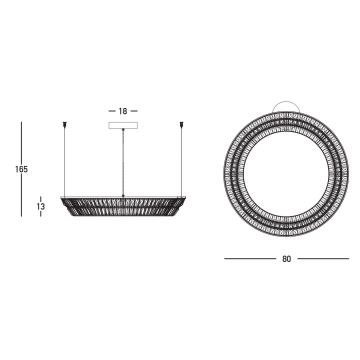 Zambelis 23048 - LED Dimmerabile cristallo lampadario su filo LED/55W/230V CRI 90 3000K diametro 80 cm ottone