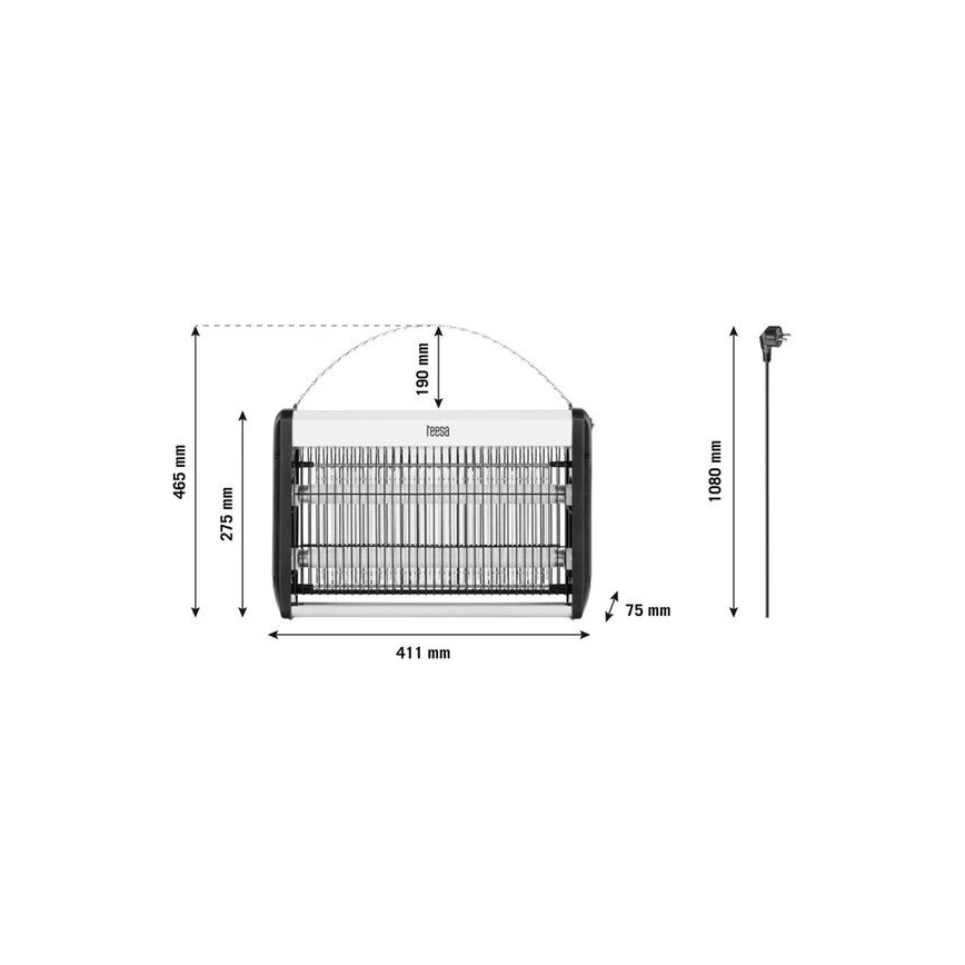 Zappatrice elettrica per insetti 2x10W/230V 80m2