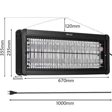 Zappatrice elettrica per insetti 2x20W/230V 180 m²