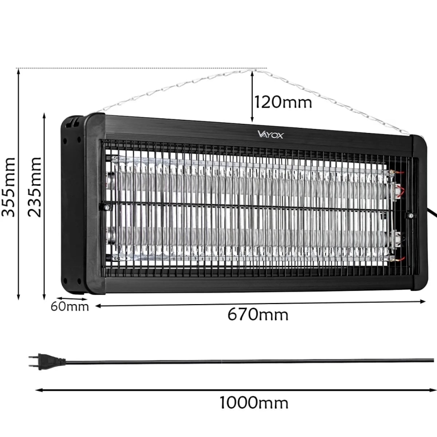 Zappatrice elettrica per insetti 2x20W/230V 180 m²