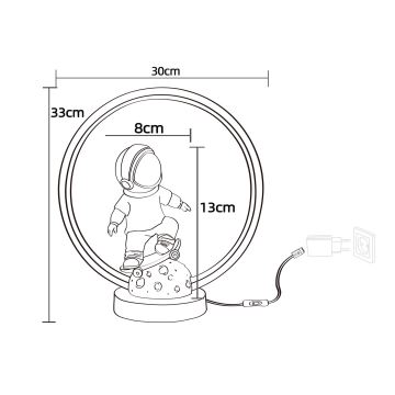 Zuma Line - Lampada da tavolo LED per bambini LED/4W/230V astronaut/resina