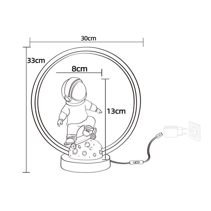 Zuma Line - Lampada da tavolo LED per bambini LED/4W/230V astronaut/resina