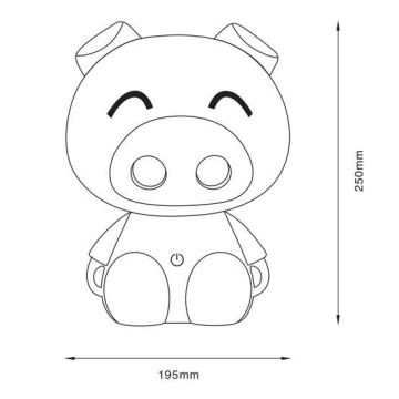 Zuma Line KDR-603B-PK - Lampada da tavolo touch per bambini PIG LED/3W/230V	 maiale rosa