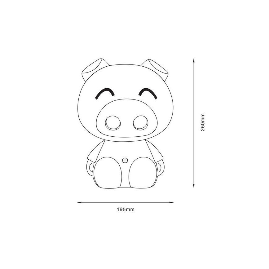 Zuma Line KDR-603B-PK - Lampada da tavolo touch per bambini PIG LED/3W/230V	 maiale rosa