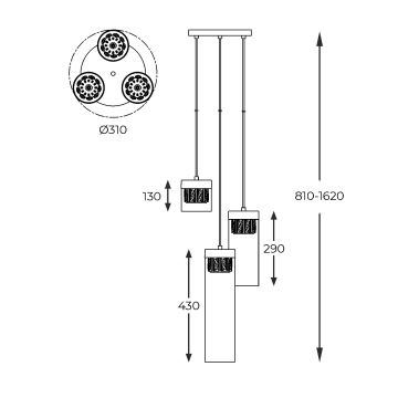 Zuma Line - Lampadario di cristallo a sospensione 3xG9/28W/230V ottone